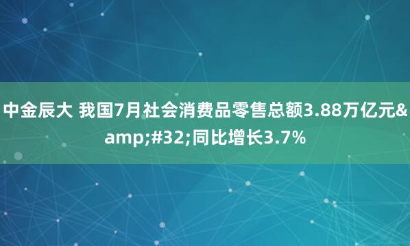 中金辰大 我国7月社会消费品零售总额3.88万亿元&#32;同比增长3.7%