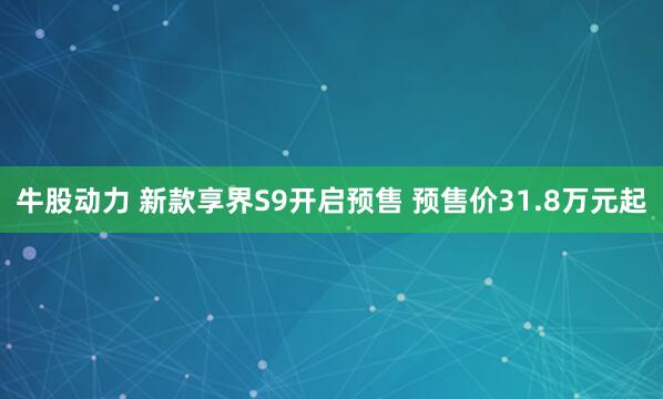牛股动力 新款享界S9开启预售 预售价31.8万元起
